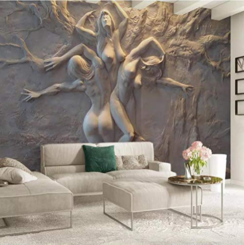 Tapete Fototapete 3d Effekt Drei Frauen Europäische Skulptur Wandbild Wandtapete Hauptdekorationen für Wohnzimmer Schlafzimmer, 250cm x 175cm