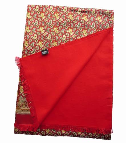 Herren Seidenschals für den Winter, doppelseitig, 100% Seide mit gebürstetem Futter, warm, luxuriös, Cashew-Nuss, Rot, 170*30cm