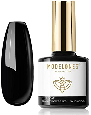 Modelones Gel Top Coat- 10ML No Wipe Top Coat Gel Nail Polish High Gloss Shine Finish Long Lasting Home Manicure with Gift Box
