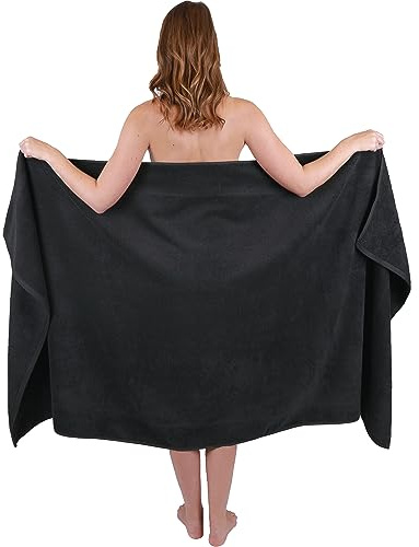 Betz Dresden badhandduk 100 × 180 cm – 1 styck bastuhandduk, 100 % bomull 400 g/m², extra stor och absorberande, Oeko-TEX® färg mörkgrå