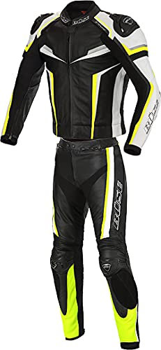 Büse Mille Abito in pelle moto a due pezzi, nero/bianco/giallo, 56