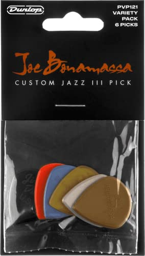 JIM DUNLOP plektrum Joe Bonamassa Custom Jazz III Variety Pack, nylon, 6 stycken, flerfärgad