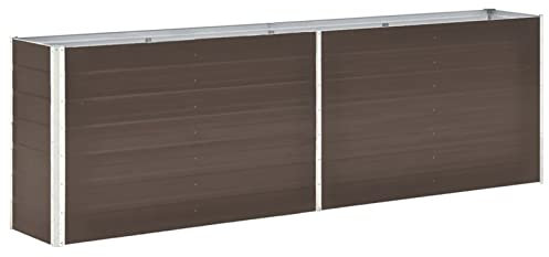 Atlojoys Garten-Hochbeet, Pflanzkübel, Hochbeete, Hichbeet, Pflanztrog, Kräuterbeet, Tomatendach Für Garten, Hochteich, Pflanzkübel, Verzinkter Stahl 240×40×77 cm Braun