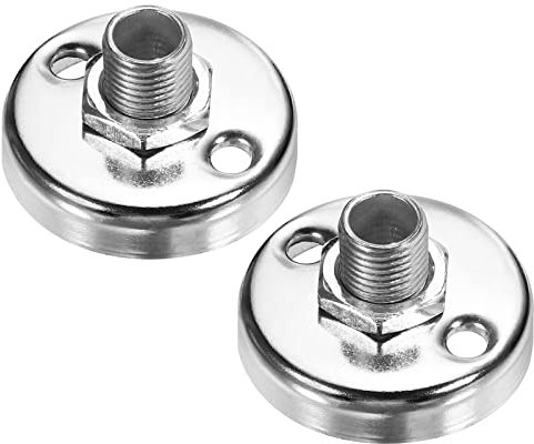PATIKIL 0.71 Microphone Flange Mount, 2 Pack M10 Male Thread Nut Screw Round Base for Microphone Gooseneck Hose Adapter, Silver Tone