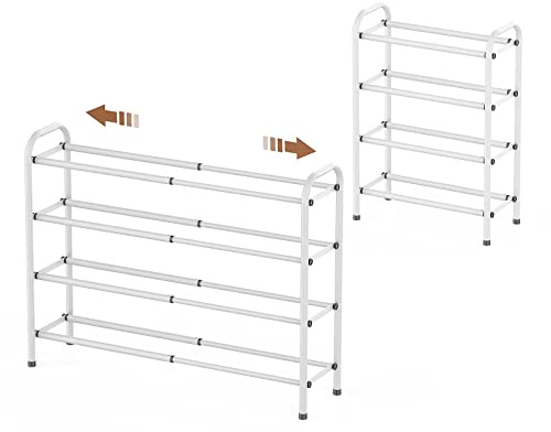 Gonfoam Expandable 4-Tier Shoe Rack for Closet and Entryway, White