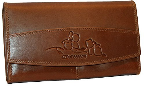 Golden Deer XL Damen/Frauen Geldbörse Portemonnaie Rinds Leder Geldtasche Doppelter Fach für Kleingeld mit Reißverschluss (Vintage Braun)