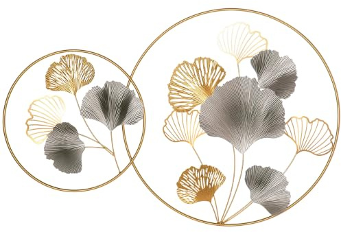HOMCOM Large Metal Wall Art, Modern Hanging Wall Sculpture, Gold Silver