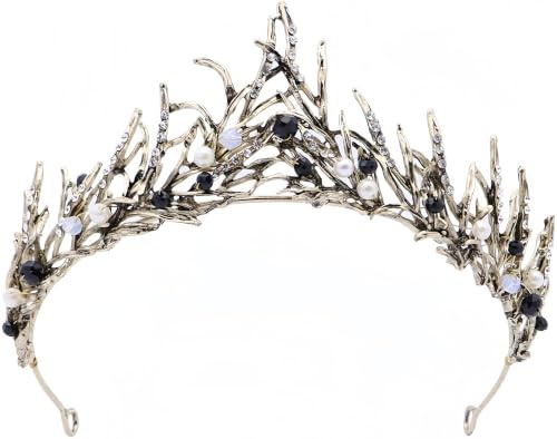 Frauen Schwarz Kristall Tiara Kronprinzessin Mädchen Elf Stirnband Strass Geschenk für Kostüm Hochzeit Braut Brautjungfer Abschlussball Geburtstag Festzug Halloween Haarschmuck Geschenk Barock 5# | Strass Geschenk für Kostüm Hochzeit Braut Brautjungfer Abschlussball Geburtstag Festzug Halloween Haarschmuck Geschenk Barock