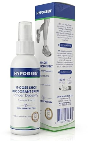 Hypogeen Schuhdeo Spray 100 ml – Gegen Schuhgeruch – Für Schuhe & Socken – Langanhaltende Schuhhygiene – Ideal bei der Fuß- & Nagelpflege