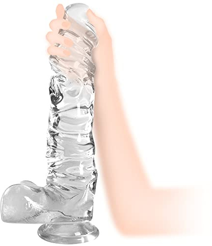 Huge Realistic Dildo, 11.8 XXL Clear G spot Dildo for Women,Small Glans Big Thick Dildo with Special Curve Design,Strong Suction Cup Lifelike Sex Toy for Hands-Free Play