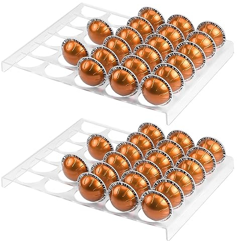 sourcing map 2 Pack Coffee Pod Holder Storage Tray, Acrylic Coffee Pod Organizer Hold 30 Pod, Drawer Insert Organizer for Kitchen, Home, and Office - Clear