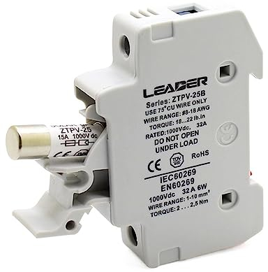 JENKEM 10 Sätze/Los Hochspannungs-Solar-PV-Sicherungshalter 1000 V mit PV-Sicherungen 1000 V 10 A 12 A 15 A 20 A 30 A for Schutz des Sonnensystems (Size : 30A)
