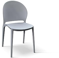 PAZZO DESIGN Sedia Stefania, Set Da 4, Grigio,Polipropilene, Cucina, Sala Da Pranzo, Giardino, Impilabili - id_1996