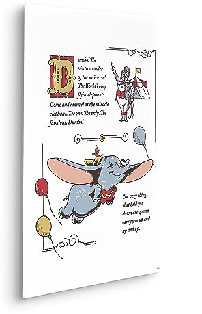 Komar Komar Tableau sur châssis – Dumbo l'éléphant volant – Dimensions : 40 x 60 cm – Image murale pour chambre d'enfant, chambre d'enfant