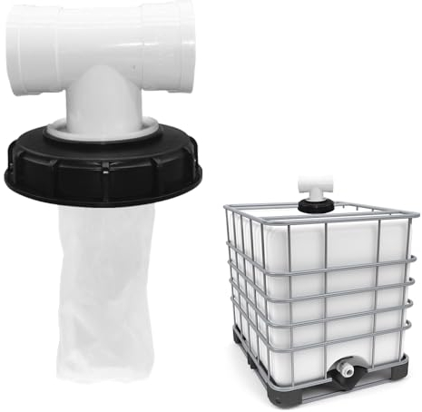 mizikuu Filtre À Couvercle IBC, Type T Accessoires De Réservoir IBC 163 mm Lavable Couvercle De Filtre en Nylon avec Couvercle De Baril d'argile De Filtre Net pour réservoir d'eau de Pluie IBC DN 150