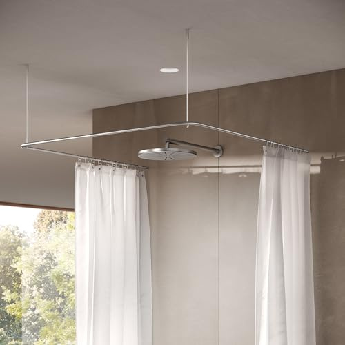 Duschvorhangstange U-Form 120 x 120 x 120 cm verschraubt, Duschvorhanghalterung – PHOS Design