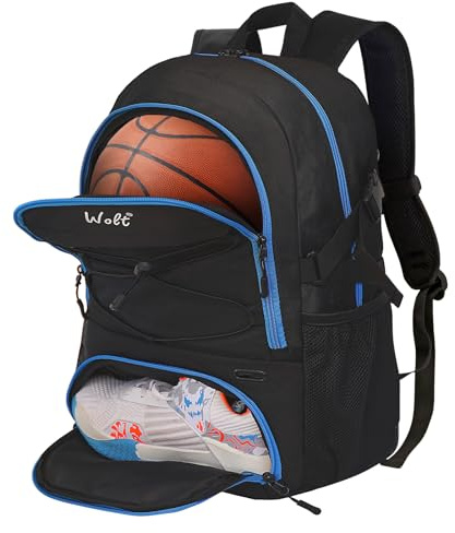 WOLT Fußballtasche Mit Gepäckträger Basketballrucksack Mit Ballhalter Sportrucksack Mit Wasserflaschentasche