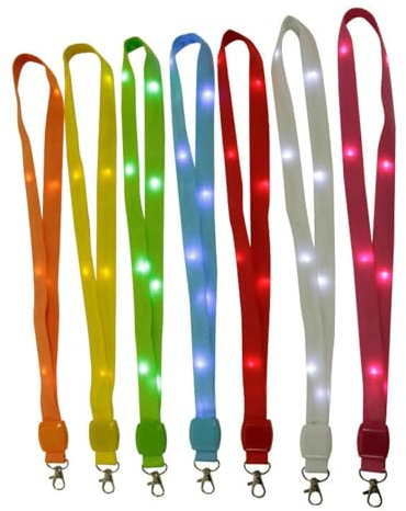 7 Pcs LED Light Up Polyester Karneval Kreuzfahrt Lanyard für Key Card ID-Karte Unternehmen Meetings, Ausstellungen, alle Arten von Parteien und Veranstaltungen 2 * 90cm