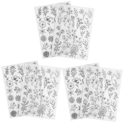 DIYEAH 6blätter Wasserlösliche Stickvorlagen Stickvlies Für Kreative Projekte Geeignet Für Blumenmuster Transfer-designs Reparieren Von Kleidung Für -embroidery Und Anfänger