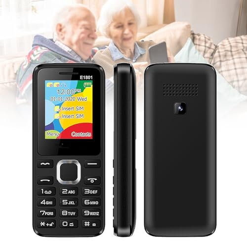Telefoni Cellulari di Base per Anziani e Bambini, Telefoni Stupidi Sbloccati, Telefoni Cellulari Senza Internet - con Pulsanti Grandi, MP3, MP4, Fotocamera, Torcia Elettrica, SOS,Black