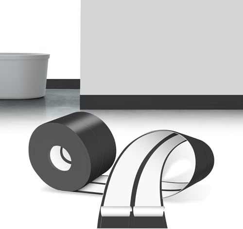 LIHIQIYA Weichsockelleiste Selbstklebend Schwarz Sockelleisten 30x30mm 6M | Sockelleiste Selbstklebende Abschlussleiste küchenarbeitsplatte aus PVC, Flexibel Knickleiste Bodenleiste für Baden Küche