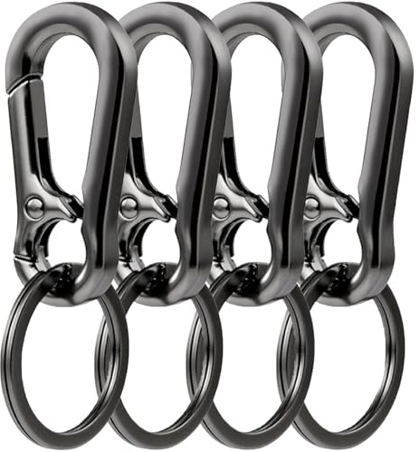 4 Pcs Mousqueton Porte clé,Petit Mousqueton Amovible,Porte Clef Mousqueton,avec Porte-clés en métal, pour la Boucle de lanière, aux clés de Voiture, Sacs à Dos(Pistolet Noir)