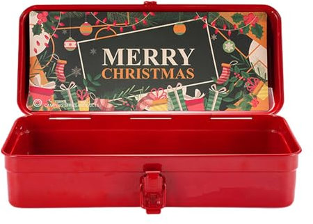 Scatola portaoggetti natalizia in metallo, scatola di latta natalizia decorativa, scatola di latta di buon Natale, scatole di latta vuote rettangolari con coperchi, forniture per decorazioni per feste