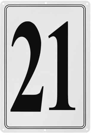 M METERXITY Cartello Numerico In Alluminio 21, Numeri Civici E Lettere Metalliche Da 11,8 Pollici, Segnaletica Per Parcheggi, Decorazione Murale In Metallo [Testo Nero Su Bianco]