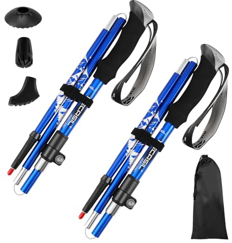 Bastones de Senderismo de Carbono Oscuro,Bastón de Senderismo Plegable,Bastón de Trekking de Alumini Bastón Plegable Telescópicos Ultraligero para Senderismo110–125cm