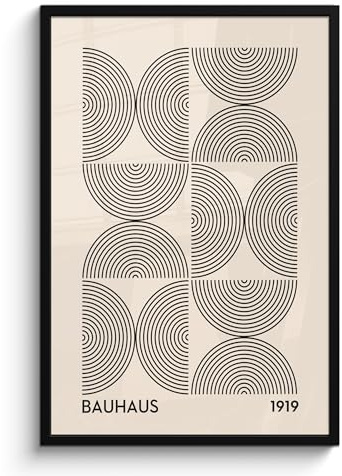 MuchoWow© Bilder mit Rahmen Poster Wanddekoration Wohnzimmer Deko Modern | 60x90 cm - Geschenke Bilderrahmen Bauhaus - Vintage - Schwarz - Kunst
