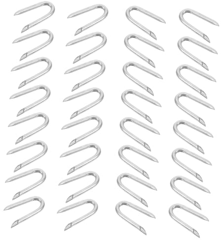 MUCKLILY 200pcs Sturdy U-Shaped Nails Wire Mesh Fence Dowels Fence Staples Wire Nails Long for Post Repair