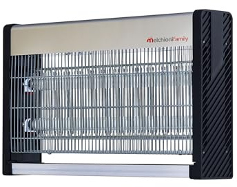 Melchioni Family HUNTER, Zanzariera Elettrica UV LED da Interno, 100m², Antigraffio, Lampada UV 8000h, 45W, Fissaggio Parete/Terra/Soffitto, Cassetto Raccolta, PC/ABS