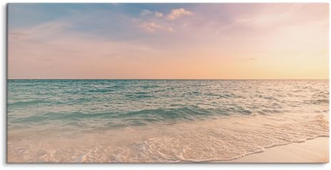 Paul Sinus 120x60cm Wandbild sanfte Meereswellen bei Sonnenuntergang – beruhigendes Naturerlebnis für dein Zuhause