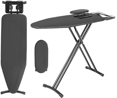 Folding Ironing Board–110x30cm,Collapsible Table Top Ironing Board & Heat-Resistant Cover, 6-Height Adjustable Iron-on Board with Non-Slip Feet, Compact Flat-Folding Steam Iron Table.