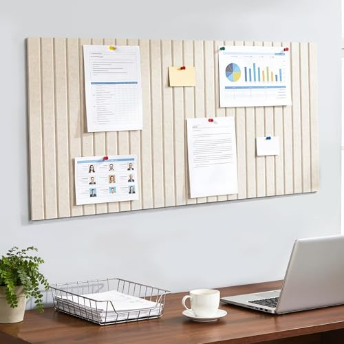 ddckj Tablón de Anuncios de Fieltro Corcho Pared Grande 80 x 40 cm Autoadhesivo Pizarra Corcho para Pared de Fieltro Decorativo para Oficina, Hogar y Dormitorio Infantil Beige Claro