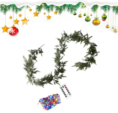 Weihnachtsgirlande Für Den Kamin Zedergrün Mit Lichtern