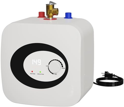 2.5 Gallon Mini Tank Electric Water Heater, 1500W 110V/120V, Under Sink Water Heater with Digital Display & Pressure Relief Valve, Hot water heate r for Kitchen Bathroom RV Camper