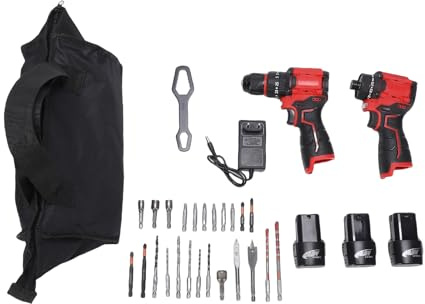 Walmeck Juego de Taladro Inalámbrico y Destornillador de Impacto, Kit Herramientas Eléctricas sin Escobillas 16,8 V con 3 Baterías, Compacto y Ligero para Reparaciones (Enchufe Europeo 230V)