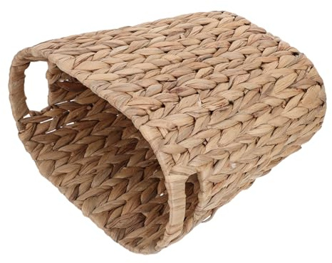 Garneck Poubelle à Déchets en Jonc de Mer Tressé Main avec Poignées, Corbeille à Papier Rectangulaire Originale, Panier de Rangement Naturel pour Bureau, la Cuisine et Salle de Bain,
