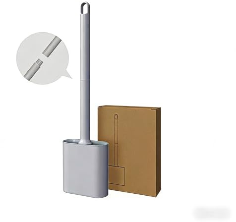 RV Toilet Brush, Grey Toilet Brush Silicone Won't Damage Toilets, Wall Mounted Toilet Brush-Anti-Roll, Anti-Drip Design, Suitable for RV Travel Trailers and Campers, Made by RVers for RVers