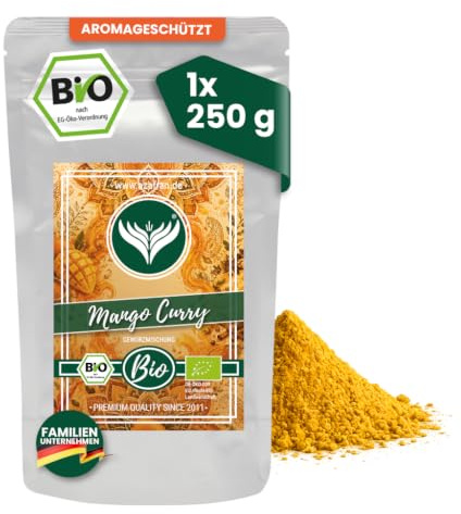 BIO Mangocurry Gewürzmischung – Fruchtiges Curry mit Mango 250g | Ideal für Currys, Kokossaucen und Reisgerichte