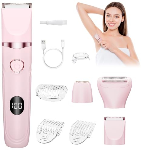 UQQU 3-in-1 Lady Shavers for Women,Bikini Trimmer & Painless Epilator-Pink | IPX6 Waterproof, Wet/Dry Use, Sensitive Skin, Intimate Areas, Face & Body
