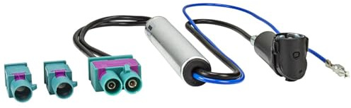 tomzz Audio 1503-014 Doppel Fakra Antennenadapter mit Phantomeinspeisung kompatibel mit Audi Seat Skoda VW Citroen Peugeot Opel auf ISO DIN