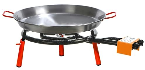 Gasbrenner Modell 400 + Paella-Pfanne, poliert, 46 cm, 3 Standfüße