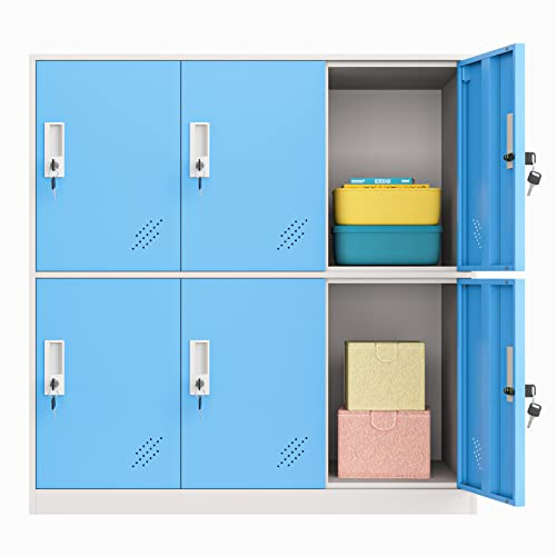 MECOLOR 4,6,9 Tür Metall Büroschrank Mitarbeiter verwenden kleine Schließfächer Schlafzimmer Würfel Schließfach, Wohnzimmer und Schule Locker, Home Locker Organizer Lagerung für Kinder(Blau - 6D)
