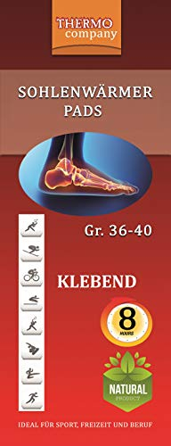 40 Paar THERMO company® Sohlenwärmer Pads | Wärmesohlen klebend | Wärmeeinlegesohlen für Damen & Kinder | Schuhgröße 36–40 | Bis zu 8 Stunden Wärme