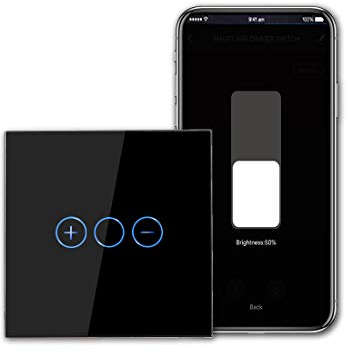 CNBINGO Smart Dimmer Switch for Dimmable LED Light, Voice Control by Alexa, Remote Control by Smart Life App, WiFi Touch Light Switch with Glass Wall Plate, Backlight, Neutral Wire Required