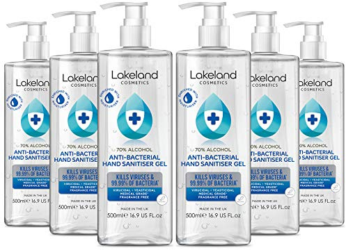Hand Sanitiser Gel 6x 500ml with pump bottle - 70% Alcohol Medical Grade - Anti-Bacterial Hand Hygiene Gel Rub, sanitizer