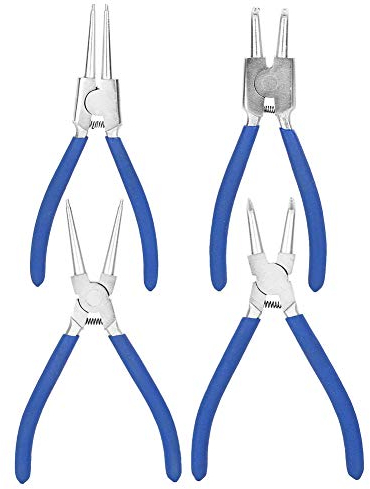 Set di 4 pinze per anelli di sicurezza 7 pollici, punta lunga con tasca portatile, set di pinze per anelli di sicurezza per interni ed esterni