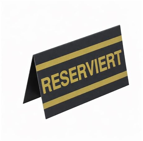 ogoPLUS 5 Stück Reserviert Schild Tischaufsteller – Beidseitiger Reserviert-Aufsteller als Dachaufsteller – Schwarz Gold Duplexdruck – Tischschild für Gastronomie, Restaurant, Hotel & Events